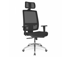Cadeira Presidente com Apoio de cabeça Encosto em  Tela modelo de Braços 3D 